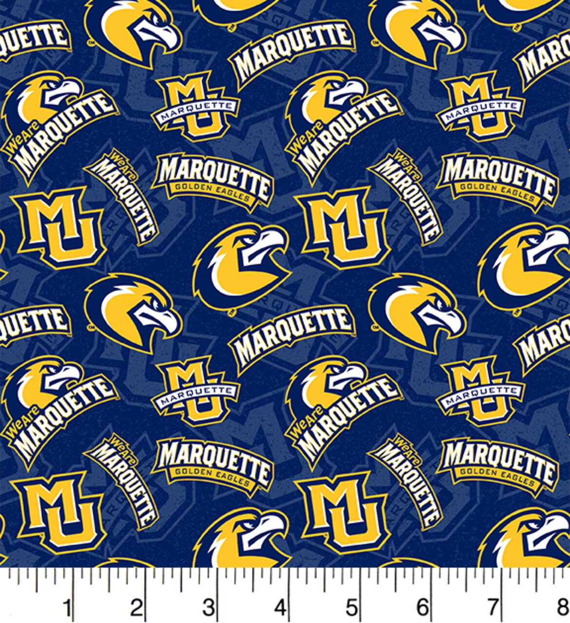 Sykel Enterprises-Marquette University Cotton Fabric-Marquette Golden Eagles Tone On Tone Cotton Quilting Fabric